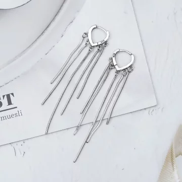 925銀針×愛心垂墜流蘇簾×耳扣