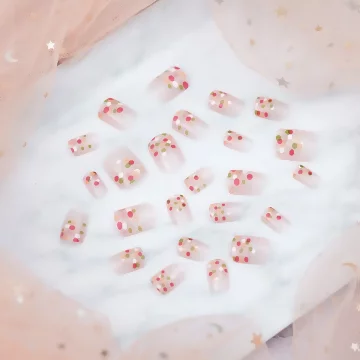 甜粉普普風亮面&times;穿戴式手指甲片&times;二十四入