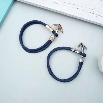 藏藍布繩船錨×手鍊×共二色