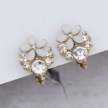 貝殼花微鑲晶鑽×螺旋耳夾