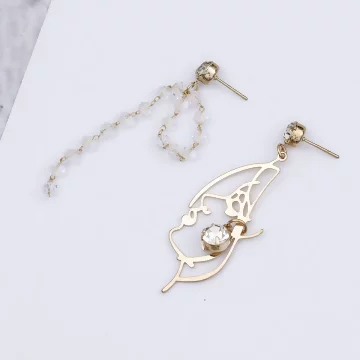 女神側臉透明串珠&times;不對稱吊墜耳環