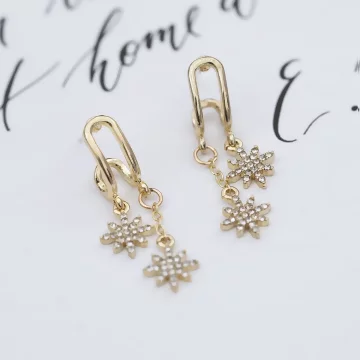 勾耳垂墜小雪花&times;吊墜耳環