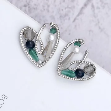 晶珠拼貼愛心×吊墜耳環