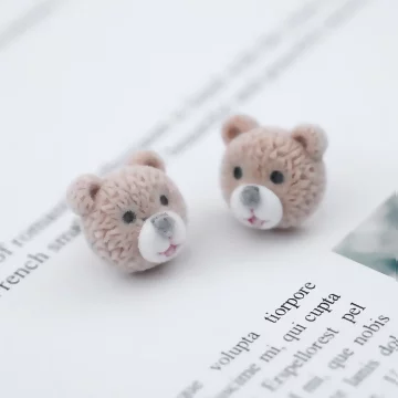 絨布小熊熊×吊墜耳環