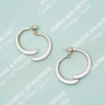 金白交叉魚尾&times;後掛式吊墜耳環