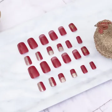 福到金蔥喜氣紅亮面&times;穿戴式手指甲片&times;二十四入 