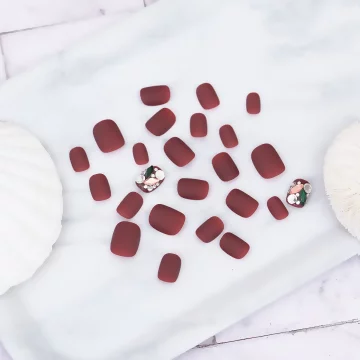 焦糖紅晶鑽寶石霧面&times;穿戴式手指甲片&times;二十四入 