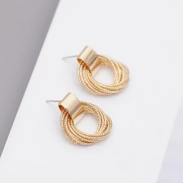 多環纏繞金屬×吊墜耳環