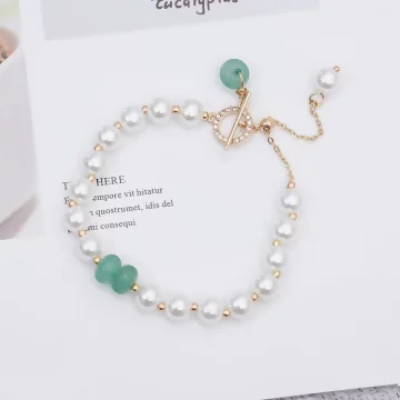 綠玉晶鑽珍珠&times;抽拉穿孔手鍊
