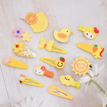 鮮黃檸檬小鴨太陽&times;十四套件髮夾組
