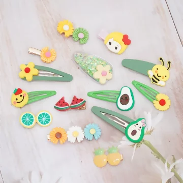 杉綠酪梨蜜蜂水果×十四套件髮夾組