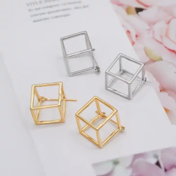 鏤空幾何立方體&times;耳環&times;共二色