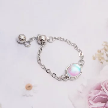 橢圓月光石&times;可調節戒指