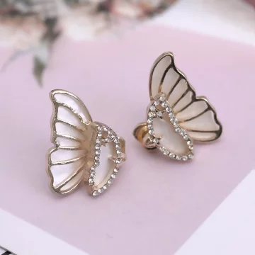 貝紋鏤空蝶翼&times;後掛式吊墜耳環
