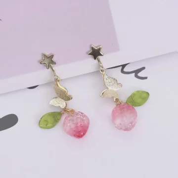 晶透草莓蝴蝶&times;螺旋耳夾