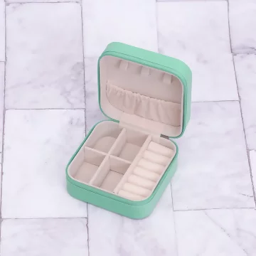 細紋皮革&times;拉鍊飾品盒&times;淺綠