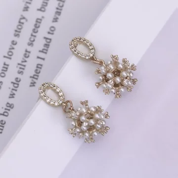 蒲公英小花珍珠晶鑽&times;吊墜耳環