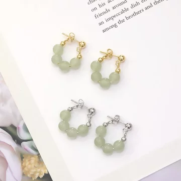 綠玉串珠&times;後掛式耳環&times;共二色