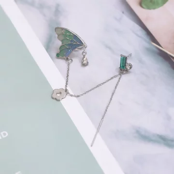 右耳星空蝴蝶流蘇×單邊耳骨耳環