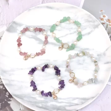 碎晶海螺珍珠&times;固定式串珠手環&times;共三色