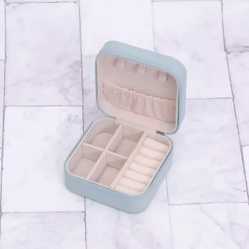 細紋皮革&times;拉鍊飾品盒&times;水藍