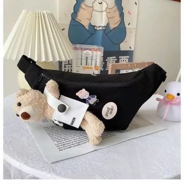 幸運小熊×斜背腰包×黑色