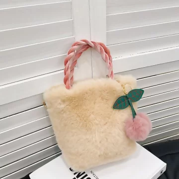 毛絨櫻桃小拎包×鍊條斜背包×棕咖