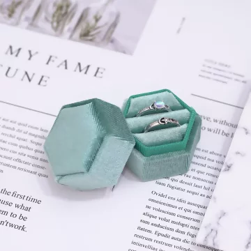 絲絨六角型&times;適用對戒&times;絨布盒&times;綠色