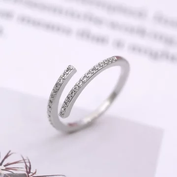 925銀飾&times;排鑽線條&times;開口戒指