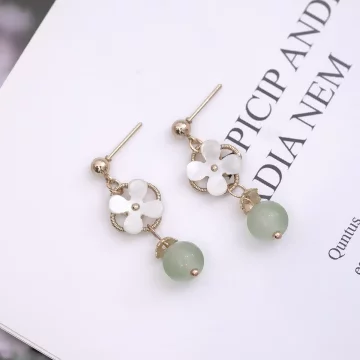 小白花古典綠珠&times;吊墜耳環