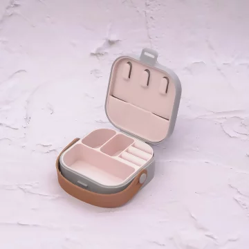 時尚硬殼矽膠&times;拉鍊飾品盒&times;灰色