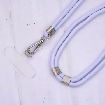 可調節雙環&times;銀色&times;純素色簡約滌綸繩&times;手機斜背雙勾掛繩&times;淺藍