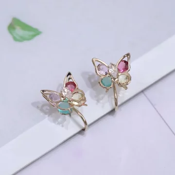 斑瀾彩蝶&times;蚊香盤U型耳夾