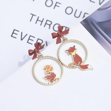 福狸&times;不對稱吊墜耳環