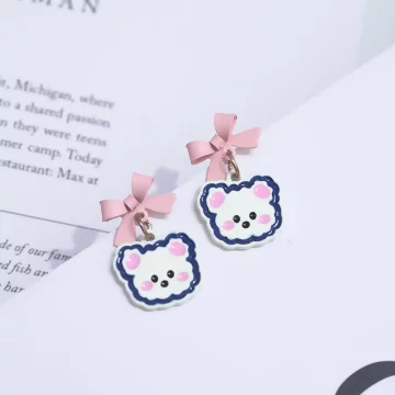 棉花糖小白熊&times;不對稱吊墜耳環