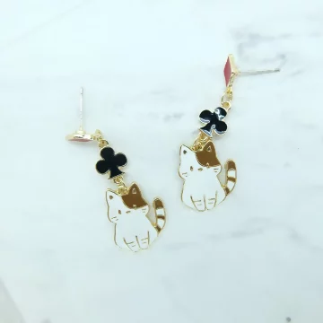 撲克虎斑貓&times;吊墜耳環