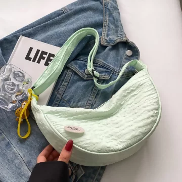 糖果皺折斜垮包×斜背包×綠色