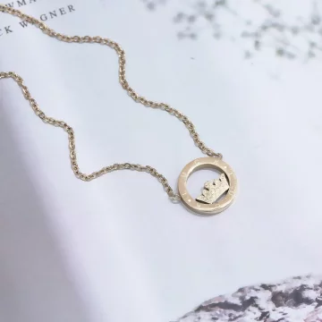 316鋼飾&times;皇冠之心&times;鎖骨項鍊&times;金色