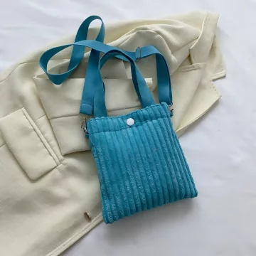 波浪燈芯絨信封包&times;斜背包&times;水藍