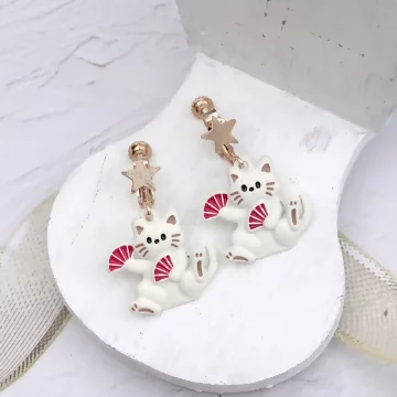 舞扇的吉祥貓&times;螺旋耳夾