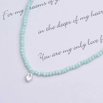 愛心小串珠珠&times;鎖骨項鍊&times;綠色