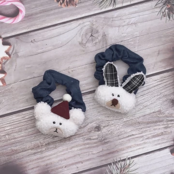 羔毛小動物&times;牛仔髮束&times;共二色