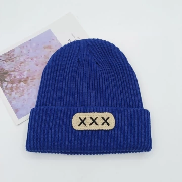 中性叉叉針織帽&times;毛帽&times;藍色