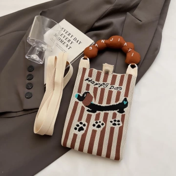 甜甜圈提把針織包×斜背包×臘腸狗