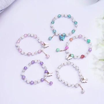 蝴蝶琉璃菩提&times;固定式串珠手鍊&times;共五色