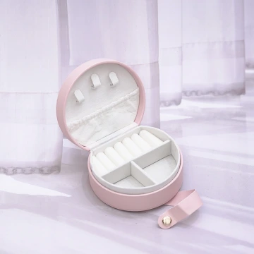 半月形皮革×小手提飾品盒×粉紅