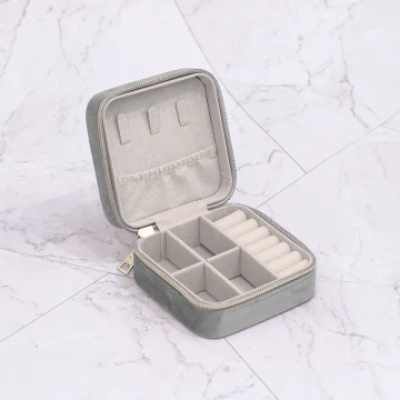 絲絨莫蘭迪×拉鍊飾品盒×灰色