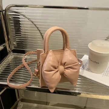 澎澎蝴蝶結小廢包×斜背包×粉紅