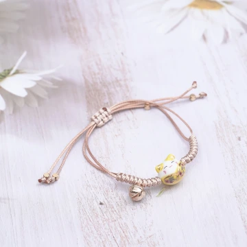 招財御守貓×拉繩手鍊×黃