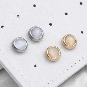 316鋼飾×貓眼圓形×耳釘×共二色